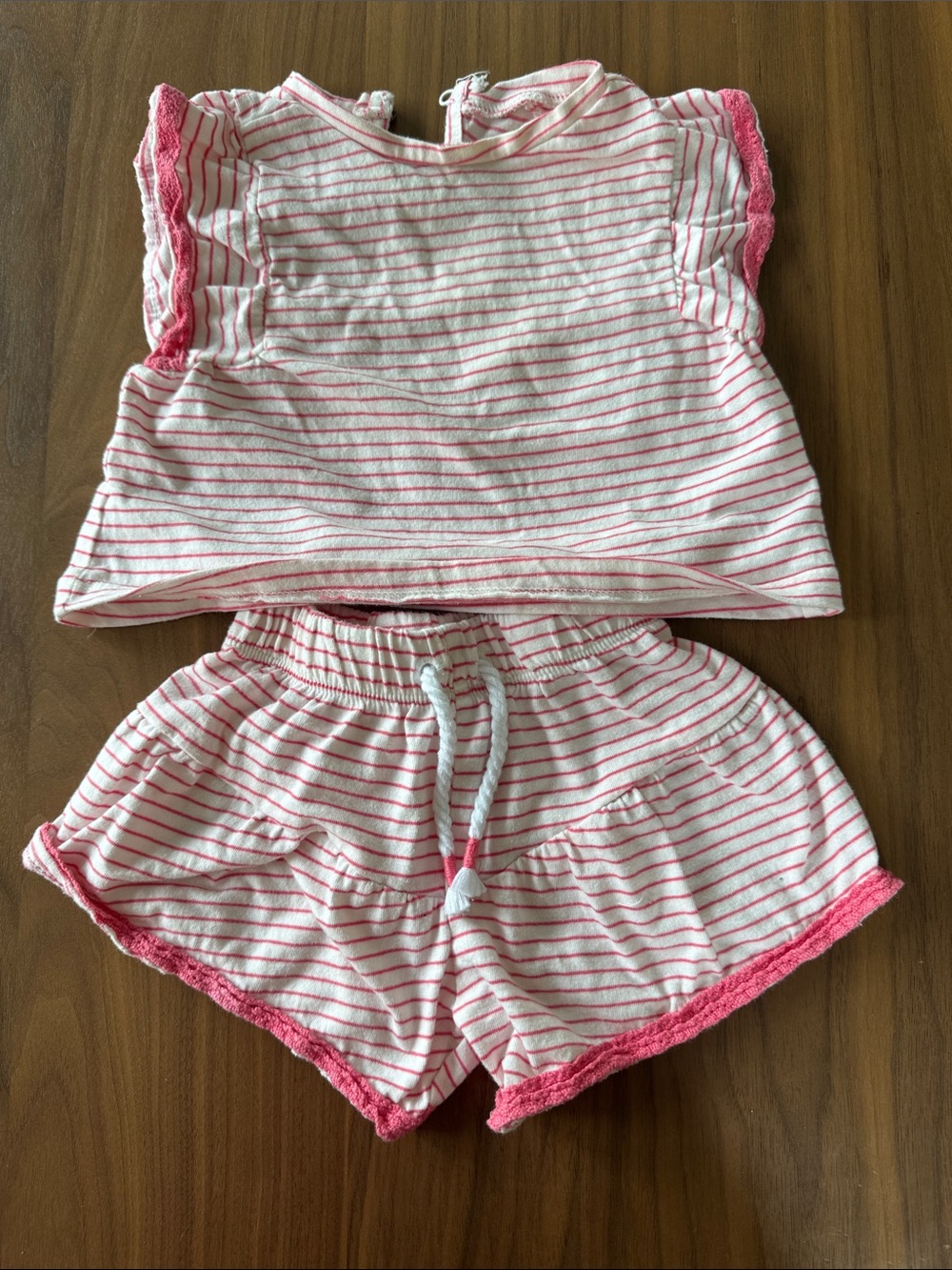 Jessica Simpson Pink & White Striped Girls Drawstring Shorts & Top
